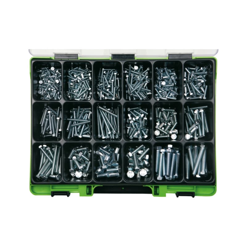 VISO hexagonal steel screw assortment, DIN 933 steel 8.8 galvanised