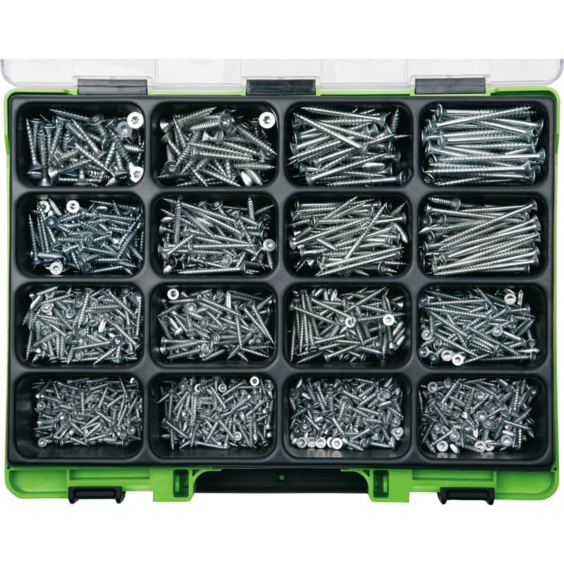 VISO particle board screw assortment, c/s head, galvanised steel, TX drive