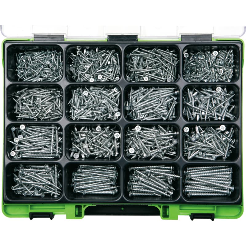 VISO particle board screw assortment, countersunk head, galv. steel, Pozidrive