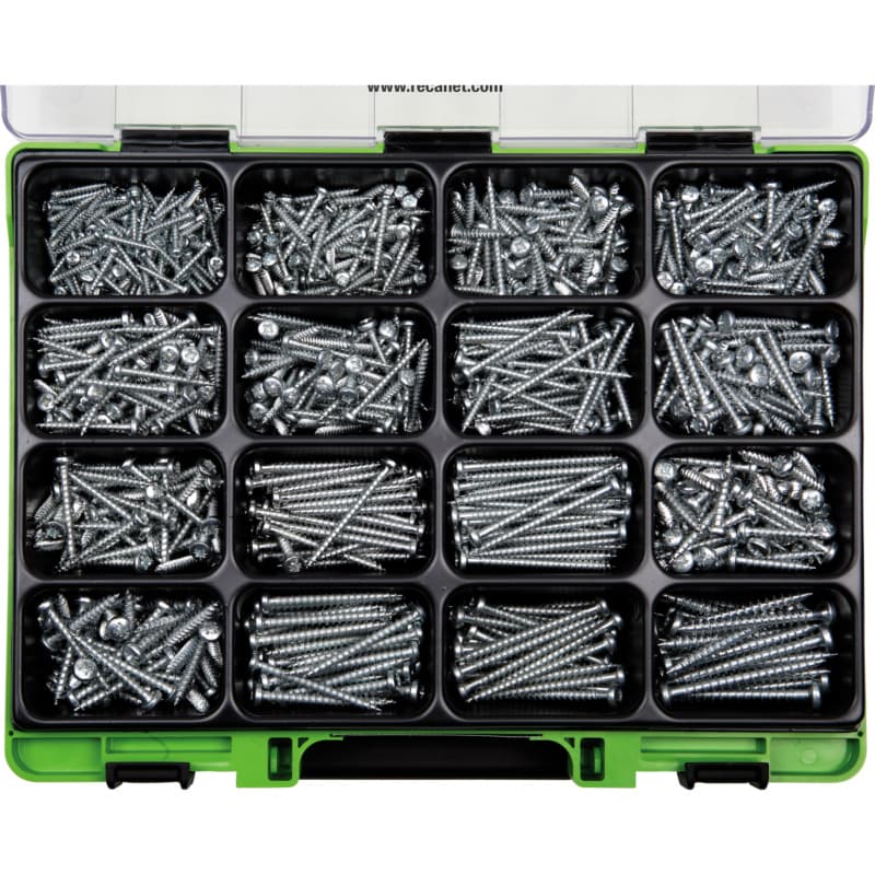 VISO particle board screw assortment, pan head, galvanised steel, Pozidrive