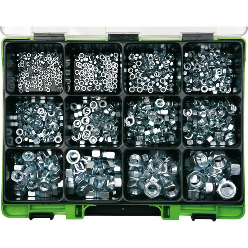 VISO hexagon nut assortment DIN 934 cl. 8 galvanised steel, M3 - M16