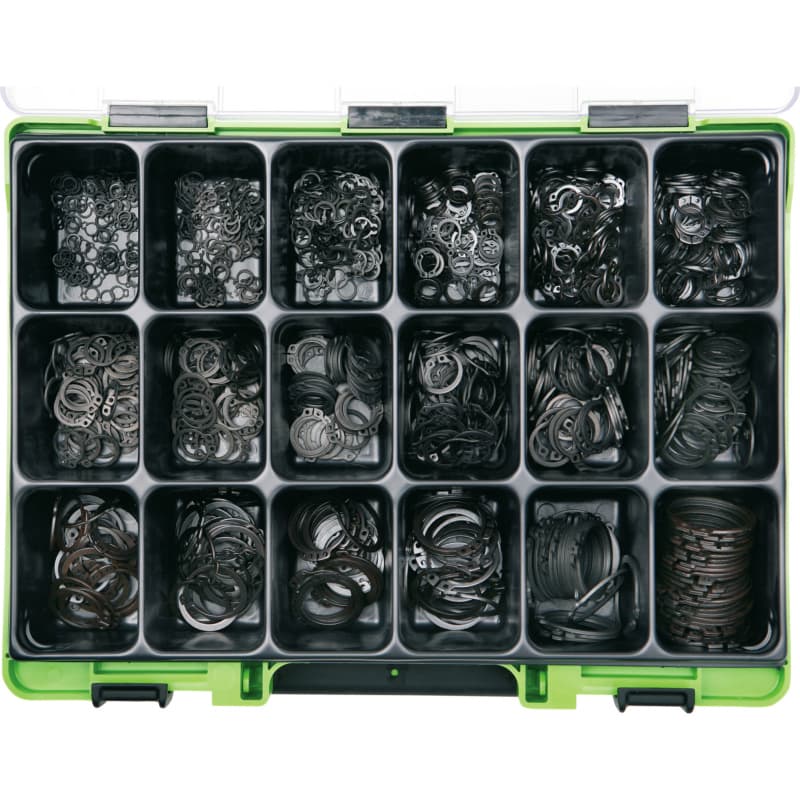 VISO circlip assortment DIN 471 phosphate-treated spring steel, oiled