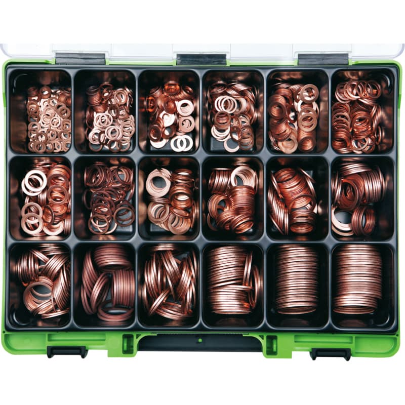 VISO copper sealing ring assortment DIN 7603 A