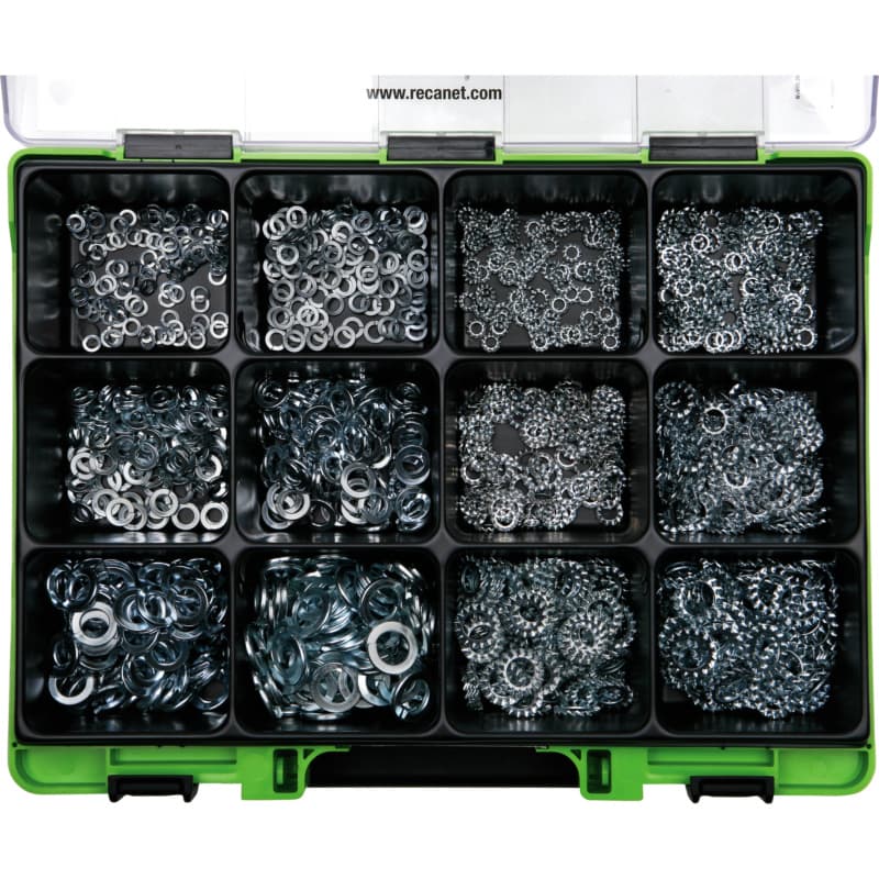 VISO lock washer/serrated lock washer assortment DIN 127/6798 galv. spring steel