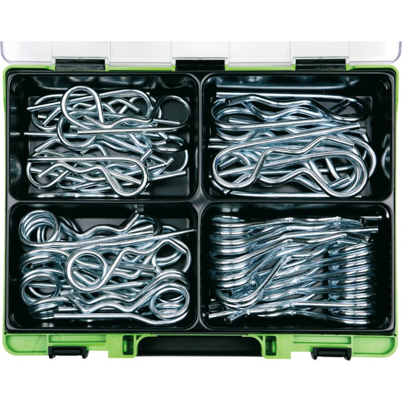 VISO spring cotter pin assortment, single/double, galvanised steel, Ø 5 - 6 mm