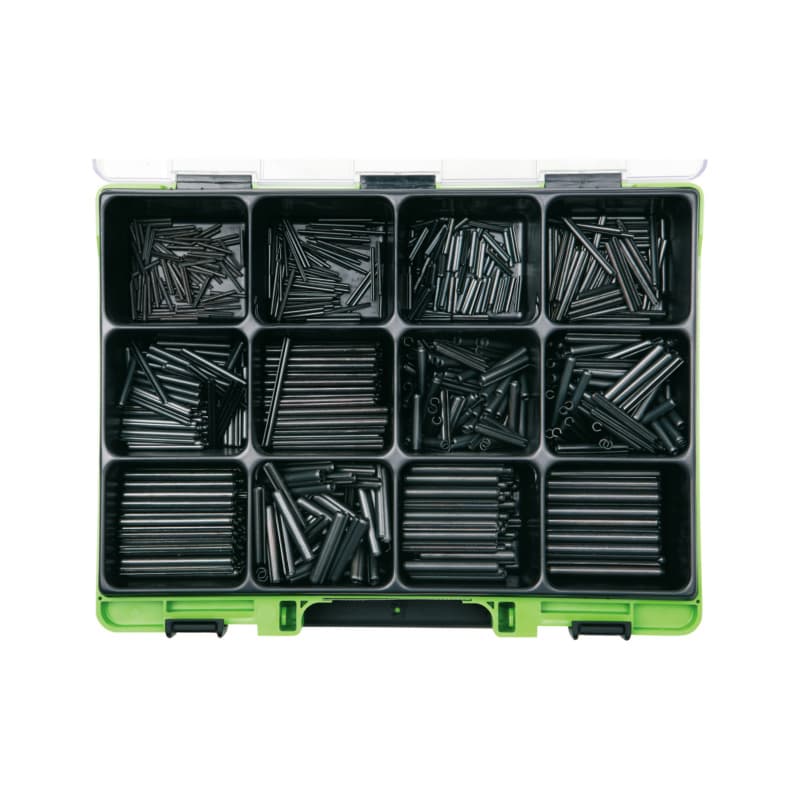 VISO clamping sleeve assort. DIN 1481 phosphated spring steel 2 x 20 - 6 x 60 mm