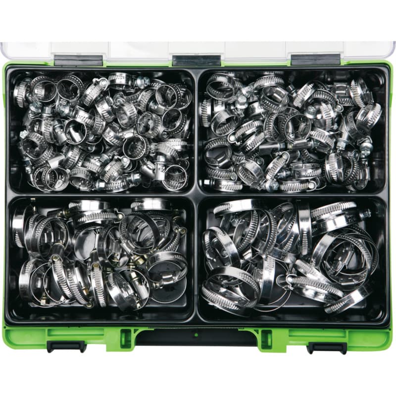 VISO hose clamp assortment, width 9 mm, AF 7 mm, 8 x 16 - 25 x 40 mm