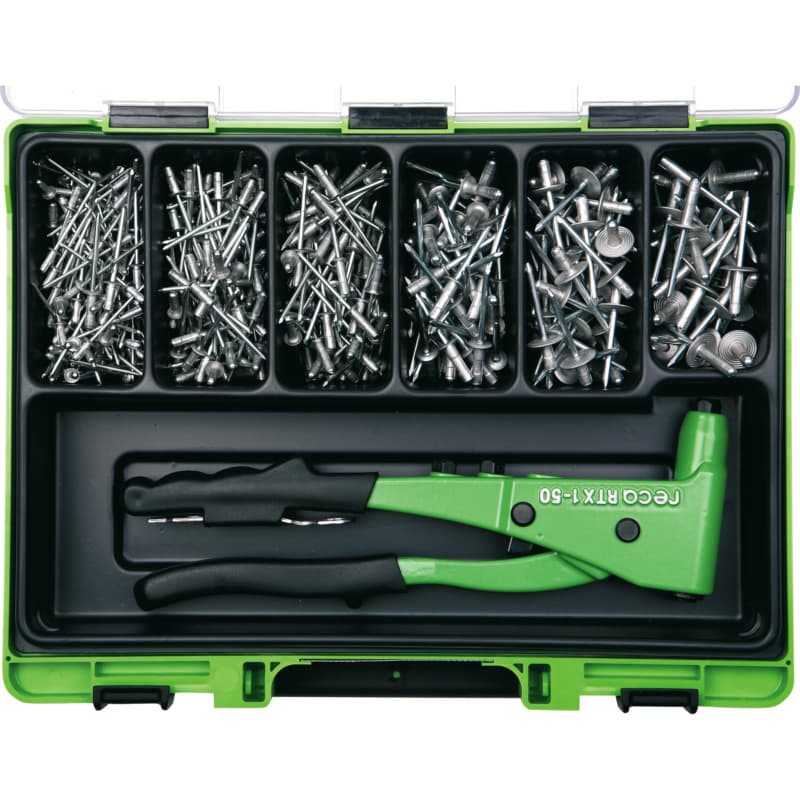 VISO multi-purpose rivet/blind rivet asmt., round pan head incl. hand rivet tool