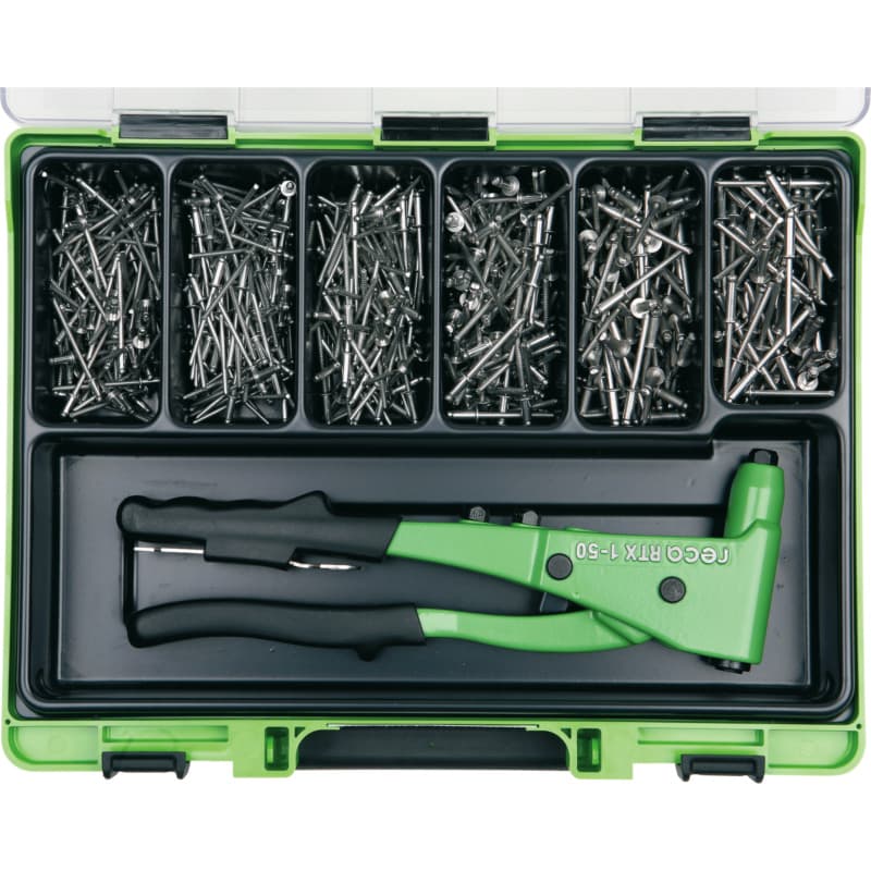 VISO blind rivet set with pliers, sleeve: A2: Pin: A2, round pan head
