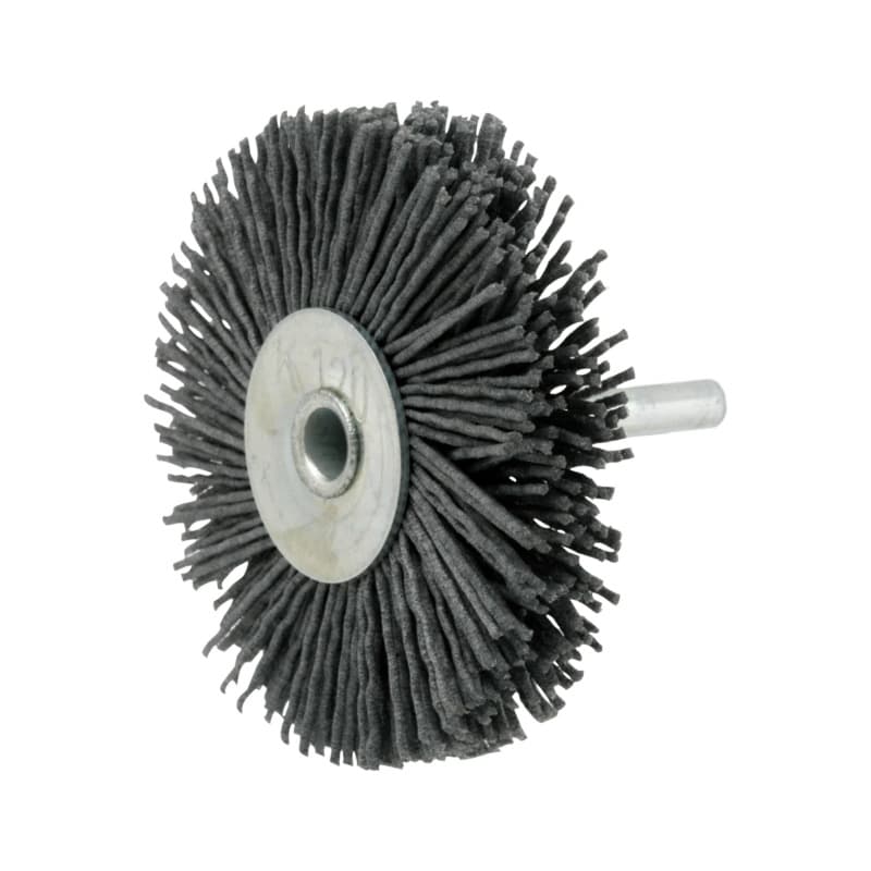 Spindle-mounted wheel brush nylon sanding bristles gr.120 with spindle 50x10mm