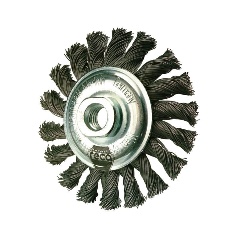 Conical wire brush, steel wire, plaited, 100 mm