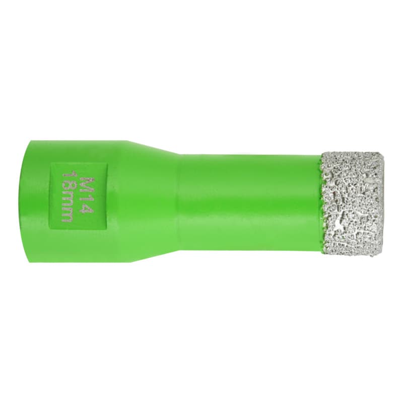 diadrill diamond drill bit, cer., dry, usable len. 15 mm, total len. 35 mm 14 mm