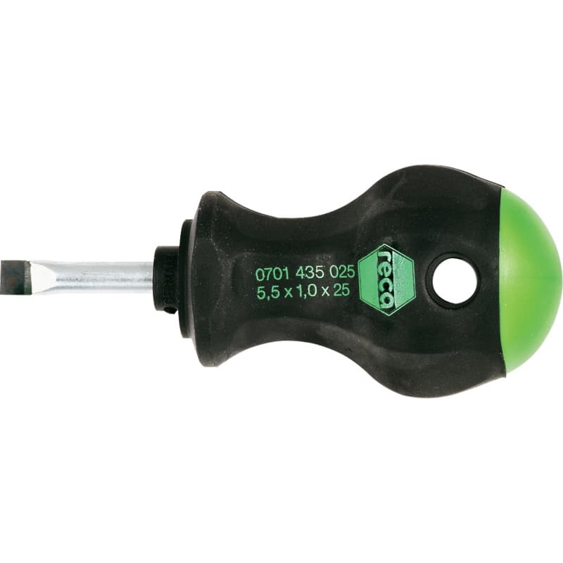 Screwdriver, short circular blade, slotted, 2-component handle 5.5 x 1.0 mm
