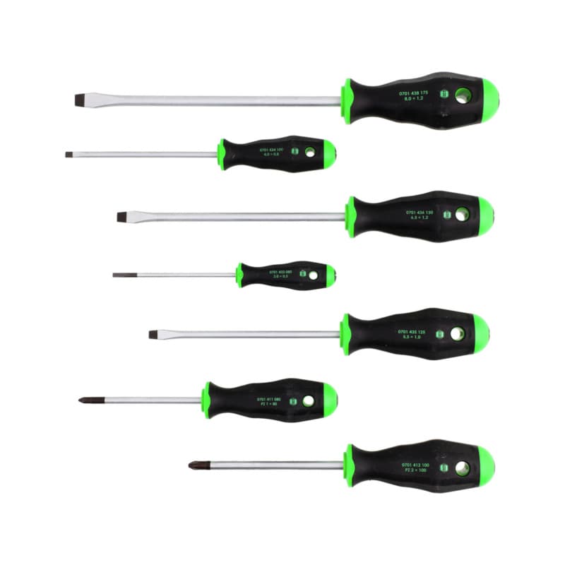Screwdriver set 7 pcs., PZ and slotted