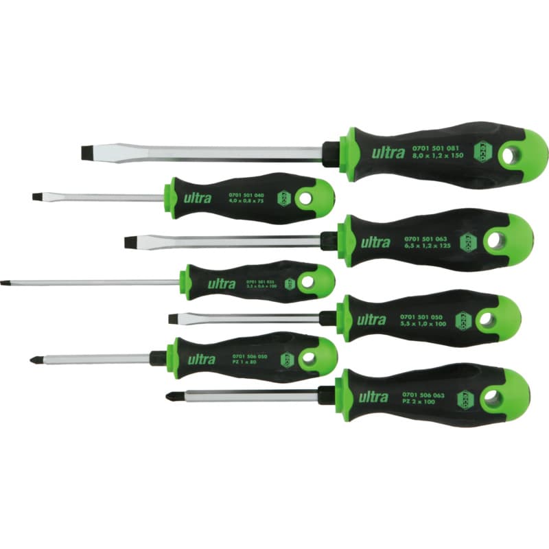 ultra screwdriver set, 7 pcs., PZ and slotted