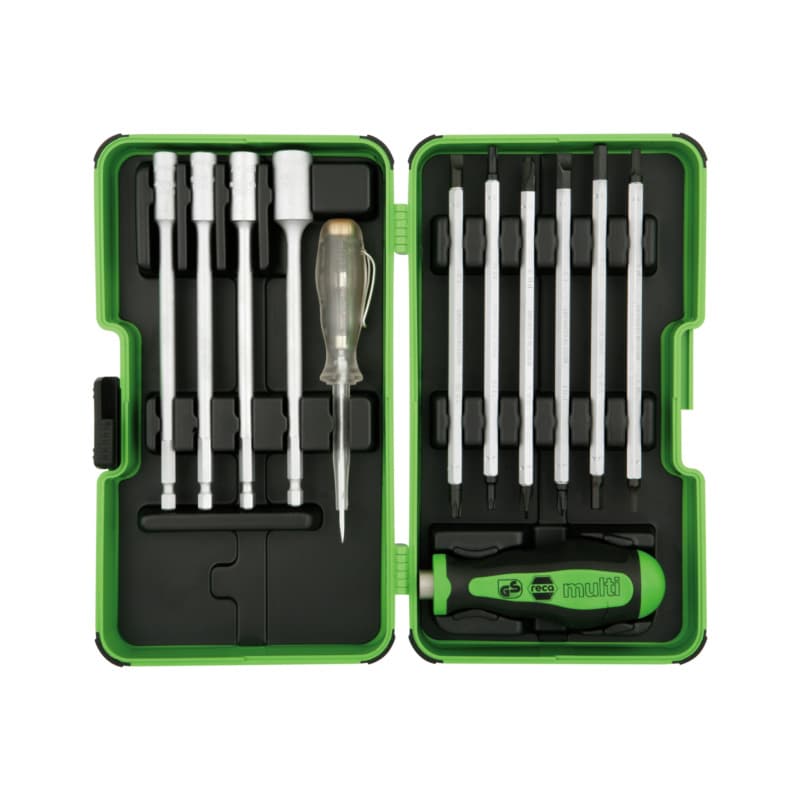 Multi-mechanism cassette, screwdriver set, 12 pcs., in plastic cassette