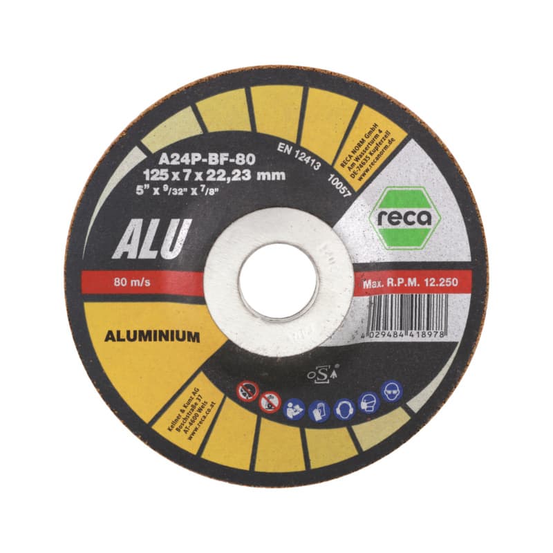 Aluminium rough grinding disc for aluminium, 125 x 6.0 x 22.23 mm