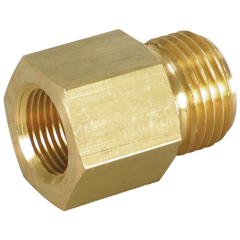 Compressed air pipe reducer, brass, with female thread, long 1/2" x 3/8"