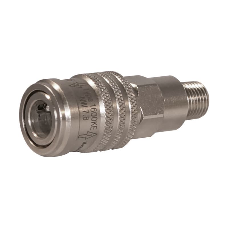 Comp. air safety coup. nickel-plated brass, w. m. thr., nominal width 7.8 1/2"