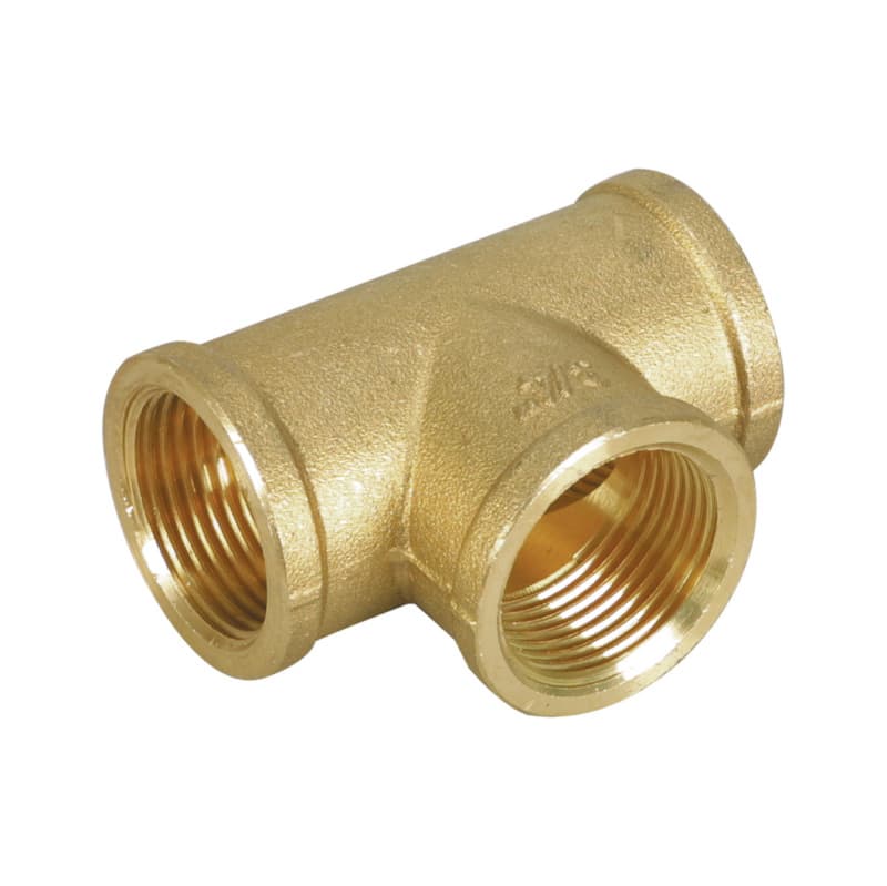 Compressed air T-piece - brass, cylindrical Female thread, rounded 1/2"