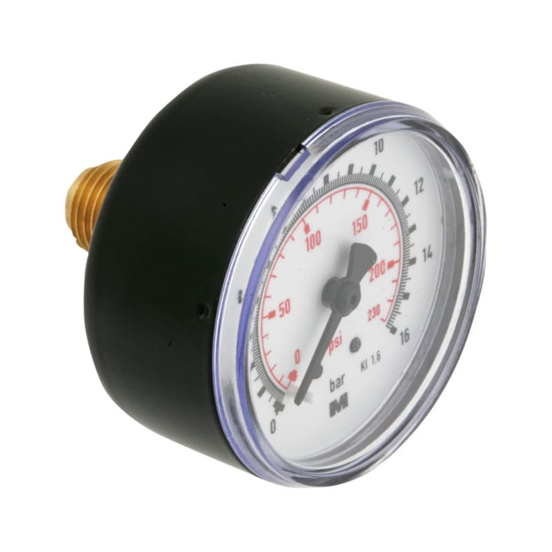 Bourdon gauge connection 1/4", nominal size 50, axial, 0 - 16 bar