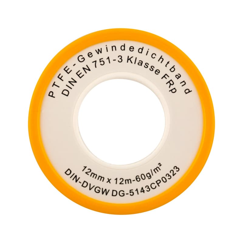 PTFE thread seal tape, DIN-DVGW, fine thread 12 mm x 12 m