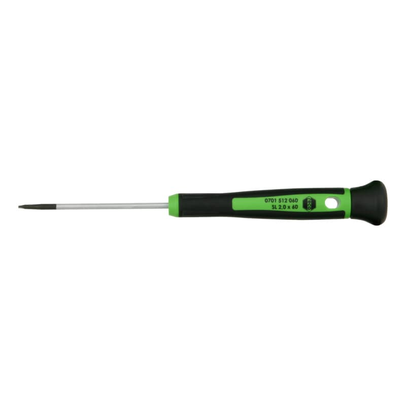 RECA precision screwdriver, slotted SL, 2-component handle, SL 2.0 x 60 mm