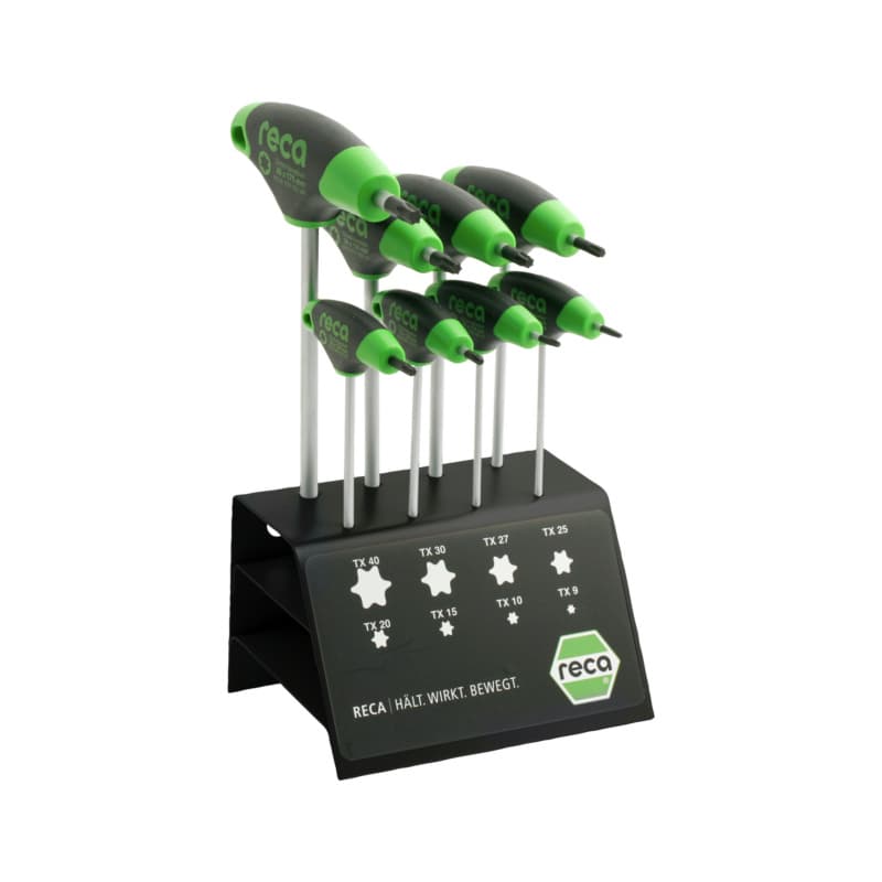 RECA 2C T-handle TX wrench set, 8 pieces, 2-component handle, TX