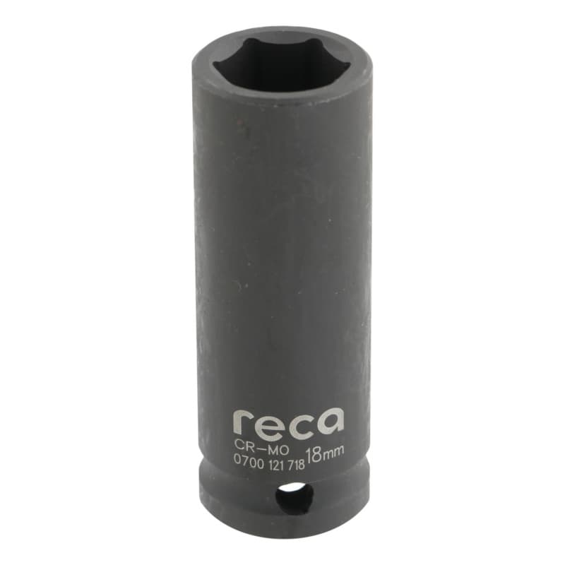 RECA impact socket wrench insert 1/2" DIN 3129 hexagonal, long 18 mm