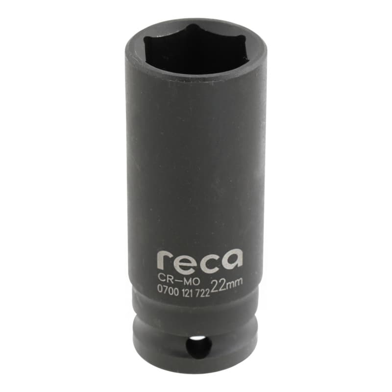 RECA impact socket wrench insert 1/2" DIN 3129 hexagonal, long 22 mm