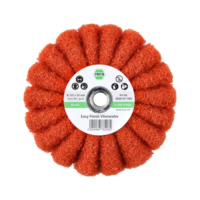 Easy Finish non-woven abrasive roller, grain 80 coarse, M14 mount 125 x 50 mm