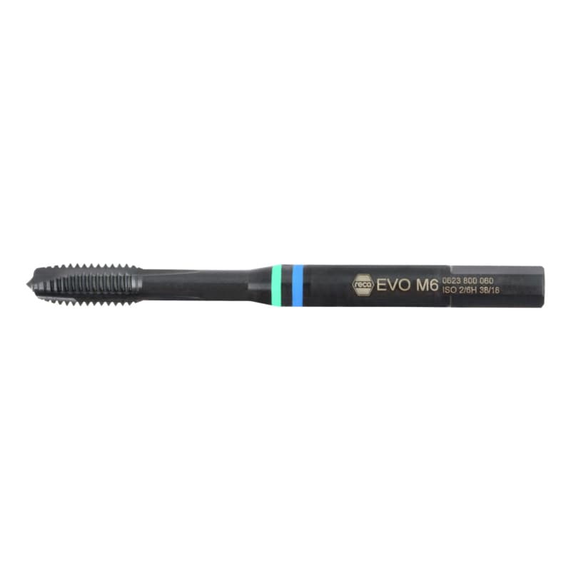 EVO machine tap, HSS-Co, green/blue ring, through-hole for M4