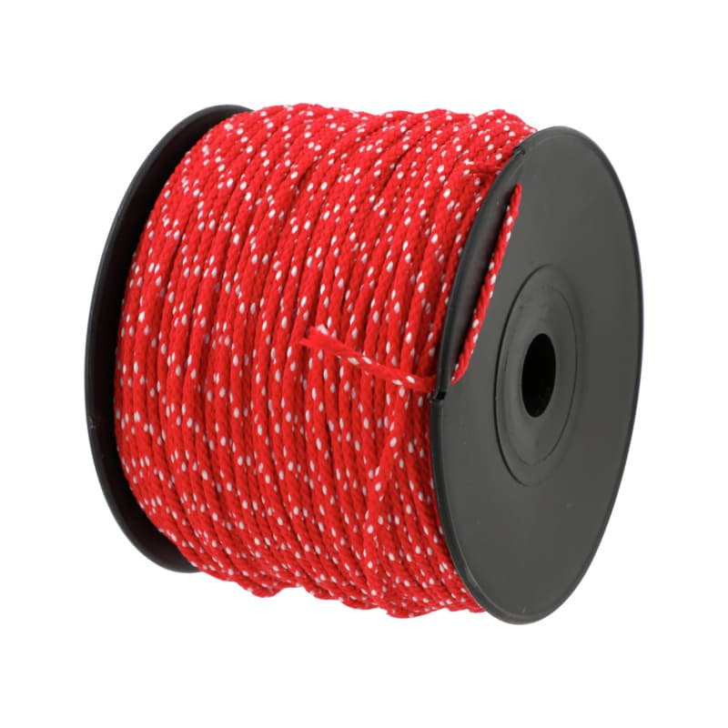 Red/white polypropylene bricklayer cord, 2.0 mm thick, 100 m long