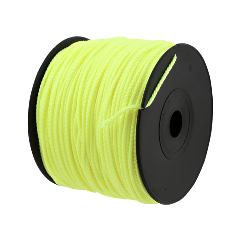 Neon yellow polypropylene bricklayer cord, 2.0 mm thick, 100 m long