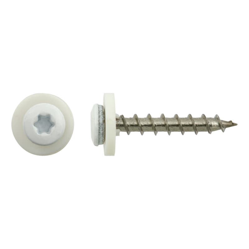 Cap-head window sill screw, A2, pure white RAL 9010 3.9 x 19