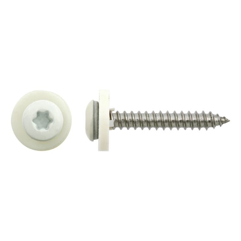 Cap-head window sill screw, A2, pure white RAL 9010 3.9 x 19