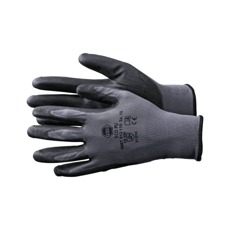 ECO PU Polyester assembly glove, PU, grey-black, size 7