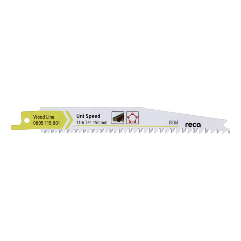 RECA sabre saw blade Uni Speed Wood tooth pitch 11-6 TPI / ZpZ length 150 mm