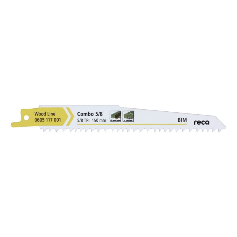 RECA sabre blade Combo 5/8 tooth pitch 5/8 TPI / ZpZ, Wood Line length 150 mm