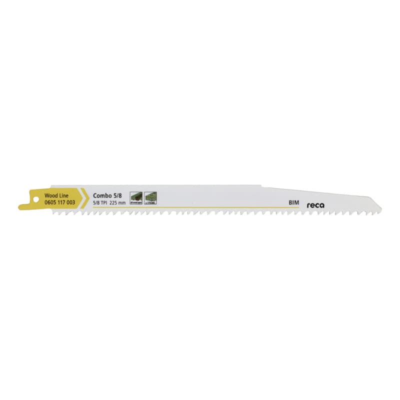 RECA sabre blade Combo 5/8 tooth pitch 5/8 TPI / ZpZ, Wood Line length 225 mm