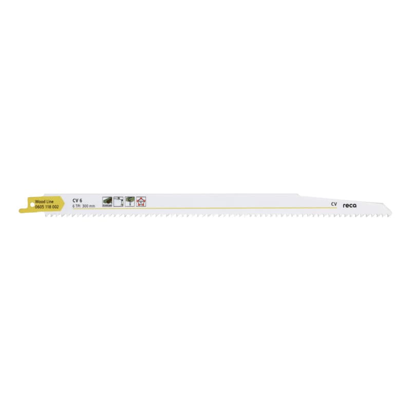 RECA sabre saw blade CV 6 tooth pitch 6 TPI / ZpZ, Wood Line length 300 mm