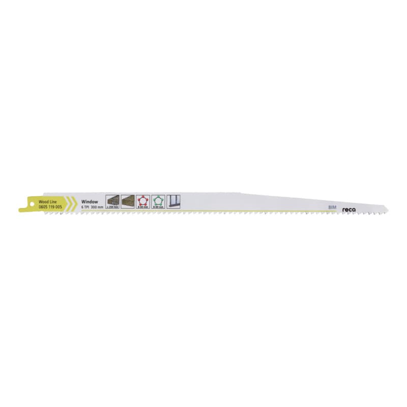 RECA sabre saw blade Window 6 tooth pitch 6 TPI / ZpZ, Wood Line length 300 mm