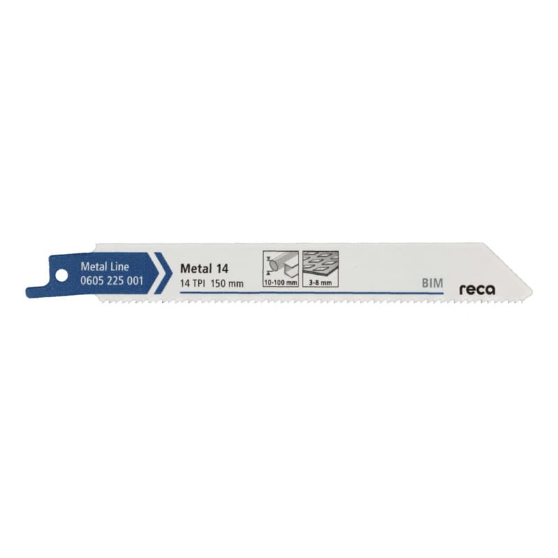 RECA sabre saw blade metal 14 tooth pitch 14 TPI / ZpZ, Metal Line length 150 mm