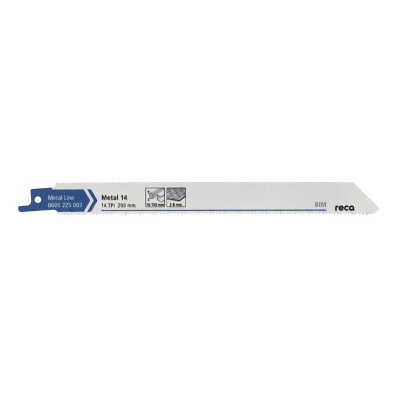 RECA sabre saw blade metal 14 tooth pitch 14 TPI / ZpZ, Metal Line length 200 mm