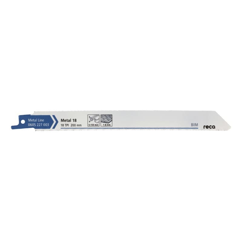 RECA sabre saw blade metal 18 tooth pitch 18 TPI / ZpZ, Metal Line length 200 mm