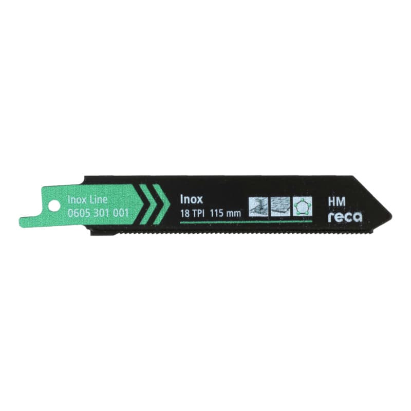 RECA sabre blade, s steel, tooth pitch 18 TPI / ZpZ, st steel line length 115 mm