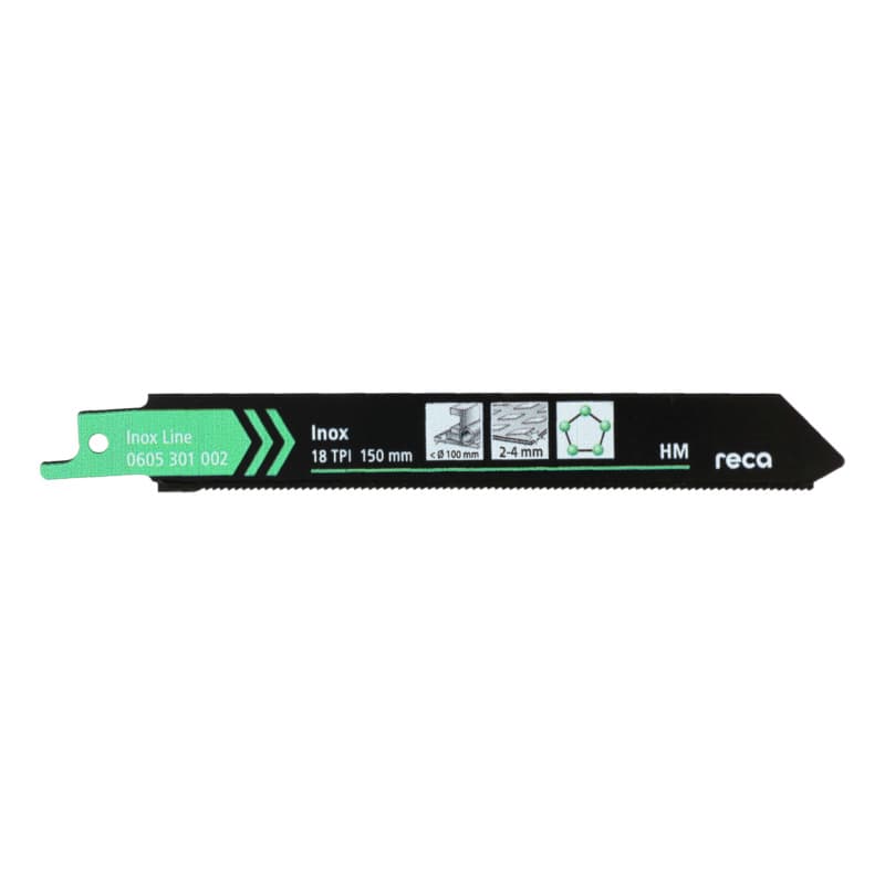 RECA sabre blade, s steel, tooth pitch 18 TPI / ZpZ, st steel line length 150 mm
