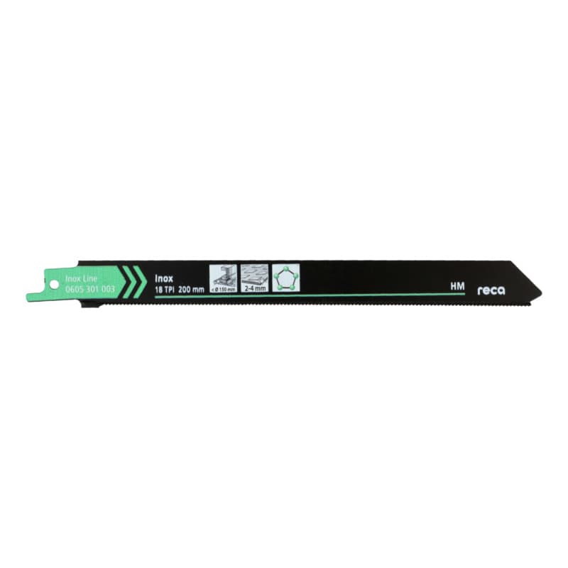 RECA sabre blade, s steel, tooth pitch 18 TPI / ZpZ, st steel line length 200 mm