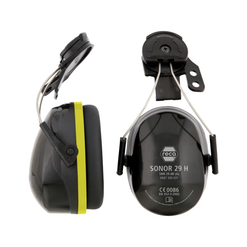 RECA ear defenders for EN 352-3 hard hats, black, SNR steel bar, 29 dB(A)