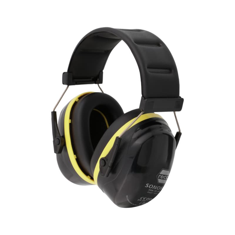 RECA Sonor 30 EN 352-1 ear defenders, black-and-yellow, steel bow SNR 30 dB(A)